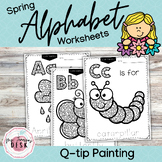 Spring Alphabet Q-tip Painting Worksheets: Fun Spring Fine