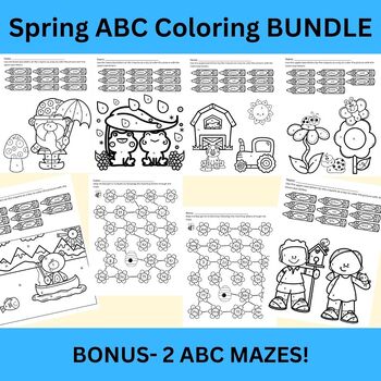 Preview of Spring Alphabet Upper and Lowercase Identification Coloring Bundle with BONUS