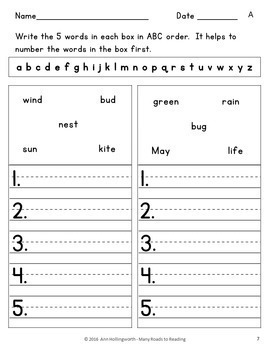 Spring Alphabetical Order Grades 1-2 by Many Roads to Reading | TpT