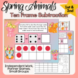 Spring Animal Dice Subtraction Math Fact Fluency Ten Frame