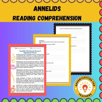 Preview of Spring Animals | Annelids Reading Comprehension