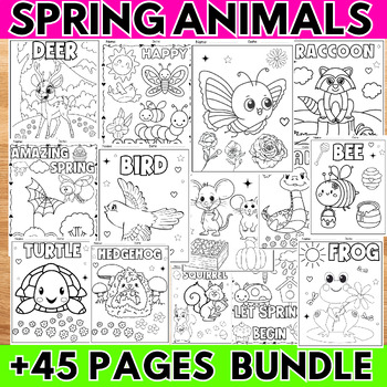 Preview of Spring Animals Break Coloring Pages Activities - Springtime Animals Sheet Bundle