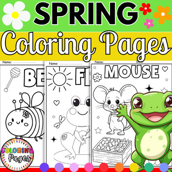 Preview of Spring Coloring Pages Activities - Fun Springtime Animals Worksheet