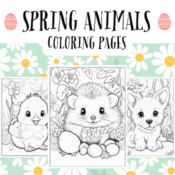 Preview of Spring Coloring Pages - Spring Animals Coloring Sheets - Easter Activities
