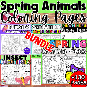 Preview of Spring Animals Coloring Pages Activities - Springtime Animals Worksheets Bundle