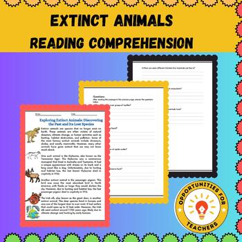 Preview of Spring Animals | Extinct Animals Reading Comprehension