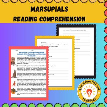 Preview of Spring Animals | Marsupials Reading Comprehension