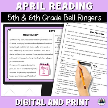 Preview of Spring & Eclipse Reading Bell Ringers for 5th & 6th | Middle School ELA/ESL