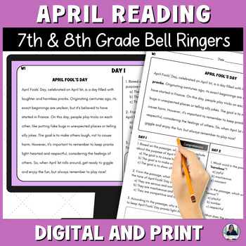 Preview of Spring & Eclipse Reading Bell Ringers for 7th & 8th | Middle School ELA/ESL