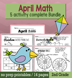 Spring April Math for 2nd Grade - NO PREP Packet