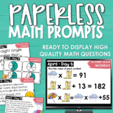 Spring April PAPERLESS Math Prompts Spiral Review Morning 