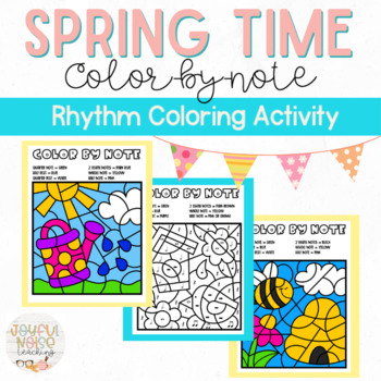 Preview of Spring & April Showers Color-by-Note Music Coloring Pages Activity for Rhythm