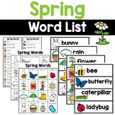 Spring (April) Words - Writing Center Word Lists