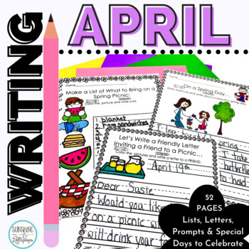 Preview of Spring April Writing Prompts for First and Second Grade