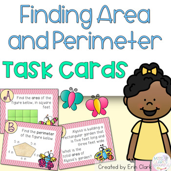 Preview of Spring Area and Perimeter Task Cards Activity {FREE}