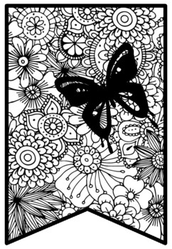 Preview of 7 Spring Art Activity Silhouette Pattern Coloring, Calming Coloring Pages