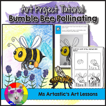 Preview of Spring Art Lesson, Bumble Bee Art Project for Elementary
