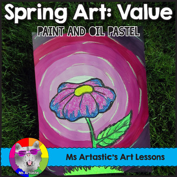 Preview of Spring Art Lesson, Flower Value Painting for Elementary or Middle School
