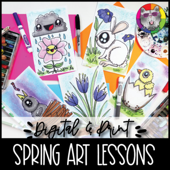 Preview of Spring Art Lessons Booklet, DIGITAL & PRINT Art Projects