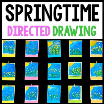 Preview of Spring Art - Spring Flowers Directed Drawing - Reading Comprehension