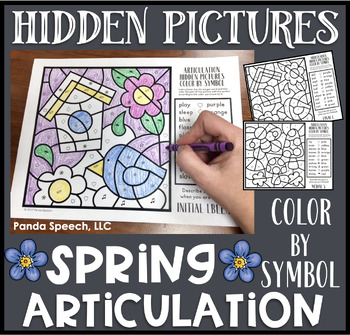 Preview of Spring Articulation Color by Symbol Hidden Images A Speech Therapy Activity