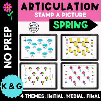 Preview of Spring Articulation K and G Words Boom Cards™ for Speech Therapy