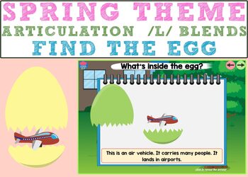 Preview of Spring Articulation L Blends: Find the Egg Boom Cards