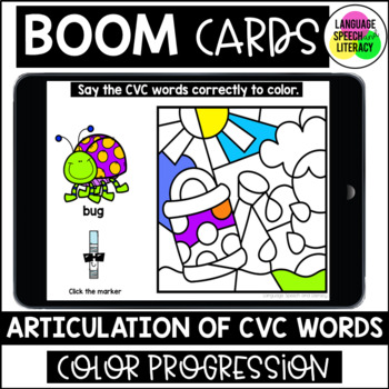 Preview of Spring Articulation Speech Therapy Boom Cards for CVC Words