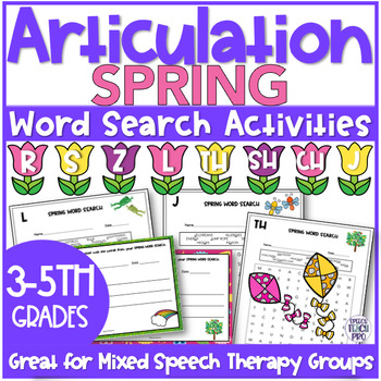Preview of Spring Articulation Word Search Activities | R S Z SH CH J TH L
