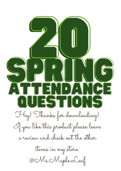 Preview of Spring Attendance Questions Digital Pack