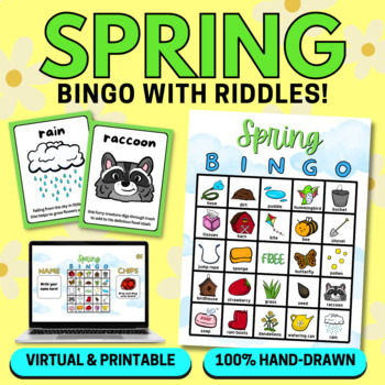 Preview of Spring BINGO with Riddles & Call Cards - Print and Virtual