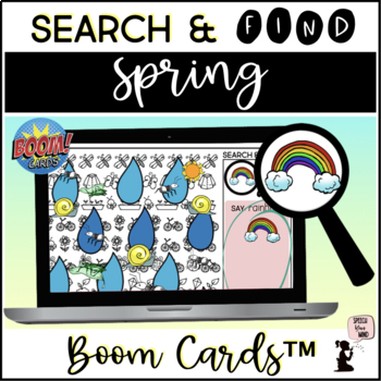 Preview of Spring Vocabulary Boom Cards™ Search & Find Game | Spring Search & Find