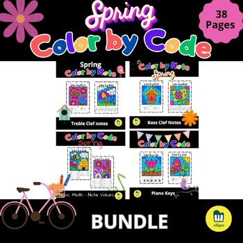 Preview of Spring BUNDLE - Color by Code - Music Worksheets