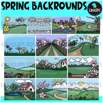 Preview of Spring Backgrounds Clip Art Set {Educlips Clipart}