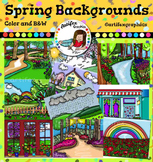 Spring Backgrounds Clip Art-Color and B&W