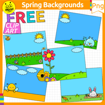 Preview of Spring Backgrounds Clipart | Scenes | Landscape | Free Clip art | PNG Graphics