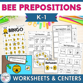 Preview of Spring Bee Position Words Pocket Chart Centers BINGO Printable Worksheets