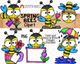 Spring Bees Clipart - Bumble Bee - Garden Insects - Bee in TeaCup