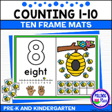 Spring Bees Ten Frame Counting Mats Numbers 1-10