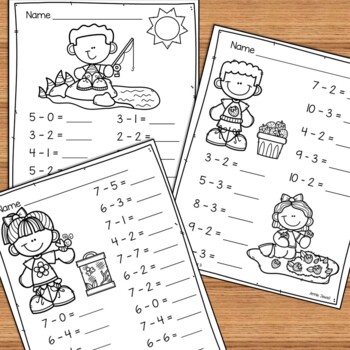 Spring Beginning Addition and Subtraction Worksheets Kindergarten & 1st