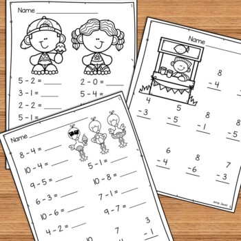 Summer Beginning Addition and Subtraction Worksheets Kindergarten & 1st ...