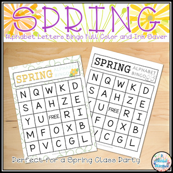 Preview of Spring Alphabet Bingo Game - Spring Party Game {Printable and Digital Resource}