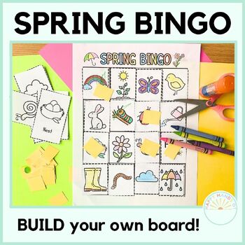Preview of Spring Cut And Paste Bingo Game, Build Your Own Bingo Board, Spring Break Bingo