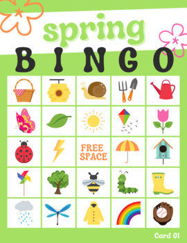 Spring Bingo Game - 30 unique Bingo cards + calling cards included