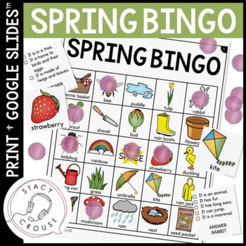 Preview of Spring Bingo Language Game for Speech Therapy Vocabulary Printable + Digital