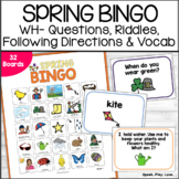 Spring Bingo Speech Therapy | Inferences | WH Questions | 