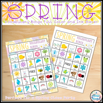 Preview of Spring Vocabulary Bingo Game - Spring Party Game {Printable & Digital Resource}