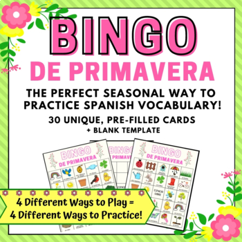 Preview of Spring Bingo in Spanish  Bingo de Primavera  Lotería de Primavera