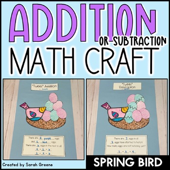 Preview of Spring Bird Addition or Subtraction Math Craft