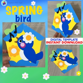 Preview of Spring Bird craft Kindergarten March April May Summer Birdhouse Bulletin Board